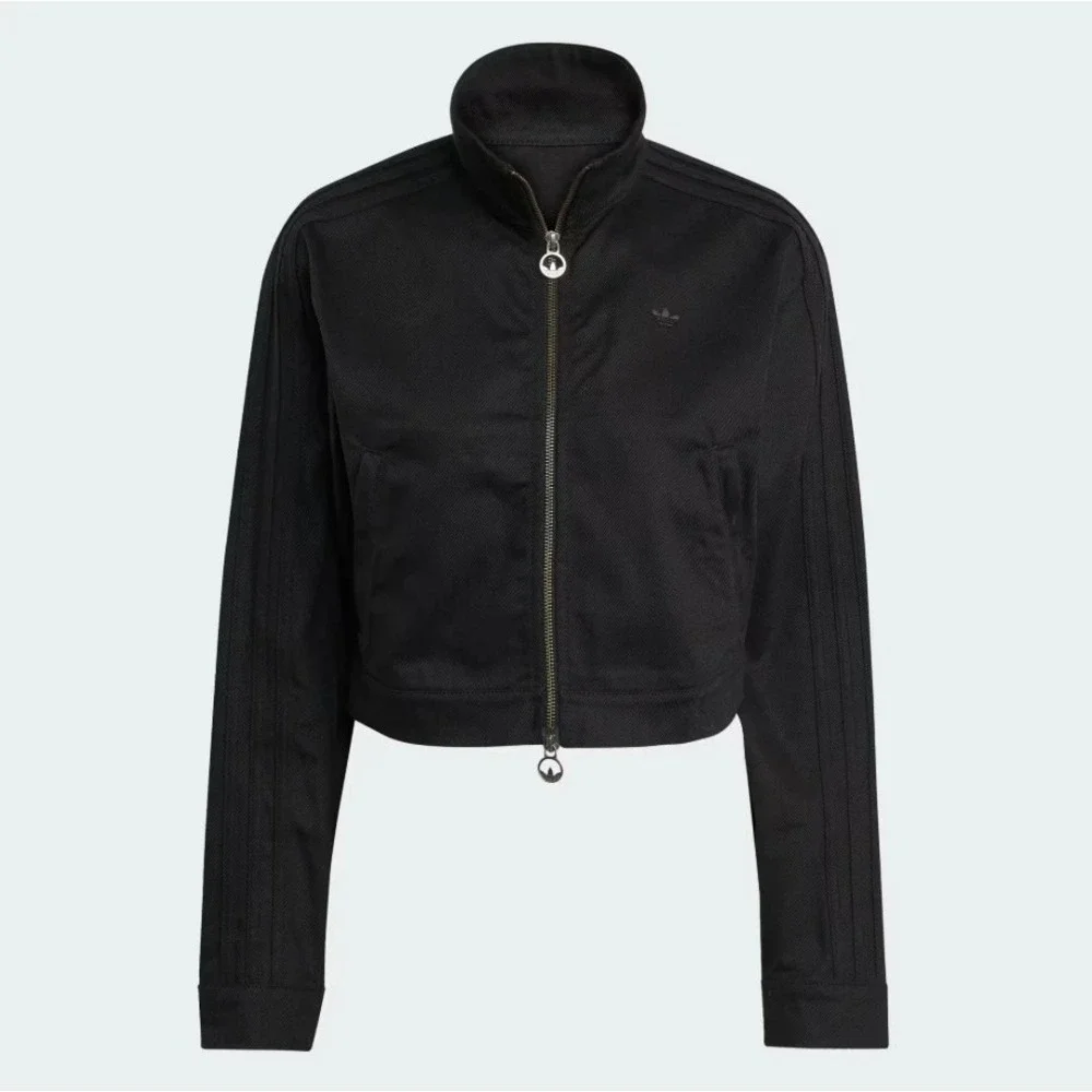 adidas Originals Firebird Twill Cropped Track Jacket Womens Small Black JW7267